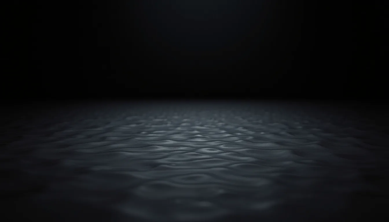 Dark, endless water under a black sky, with a faint stir of wind across the surface.